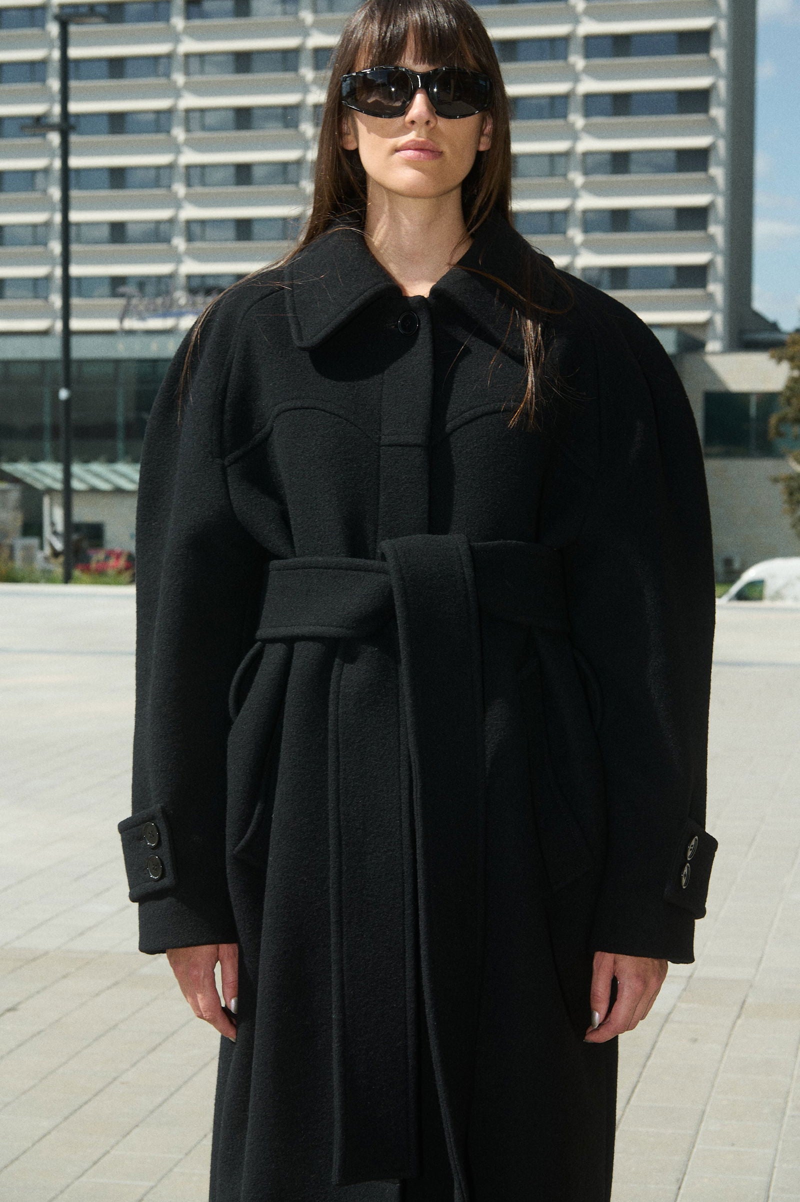 HENRI LONG WOOL COAT WITH RAGLAN SLEEVES - D.EFECT