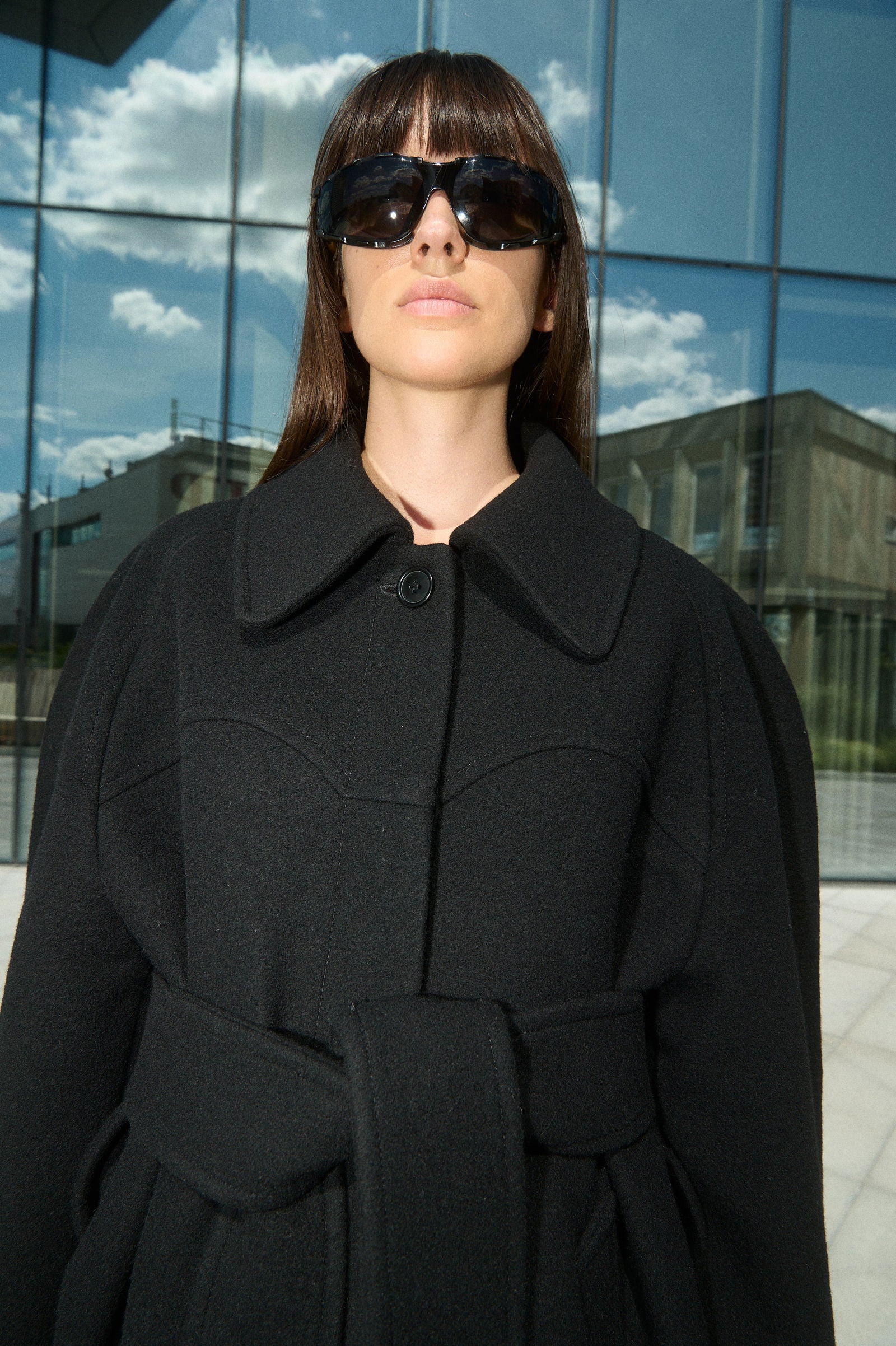 HENRI LONG WOOL COAT WITH RAGLAN SLEEVES - D.EFECT