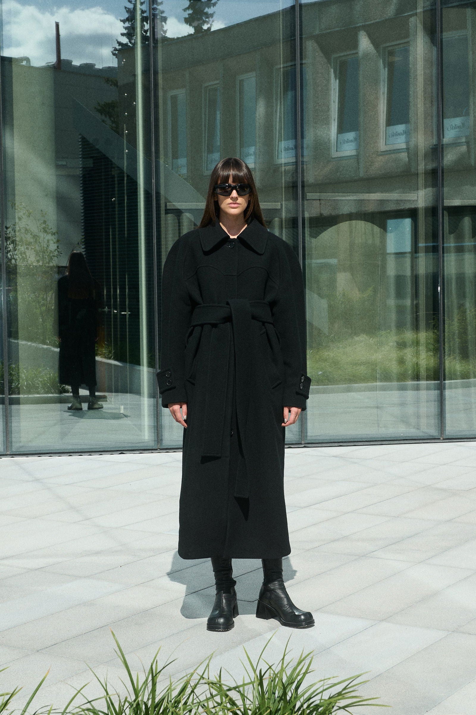 HENRI LONG WOOL COAT WITH RAGLAN SLEEVES - D.EFECT