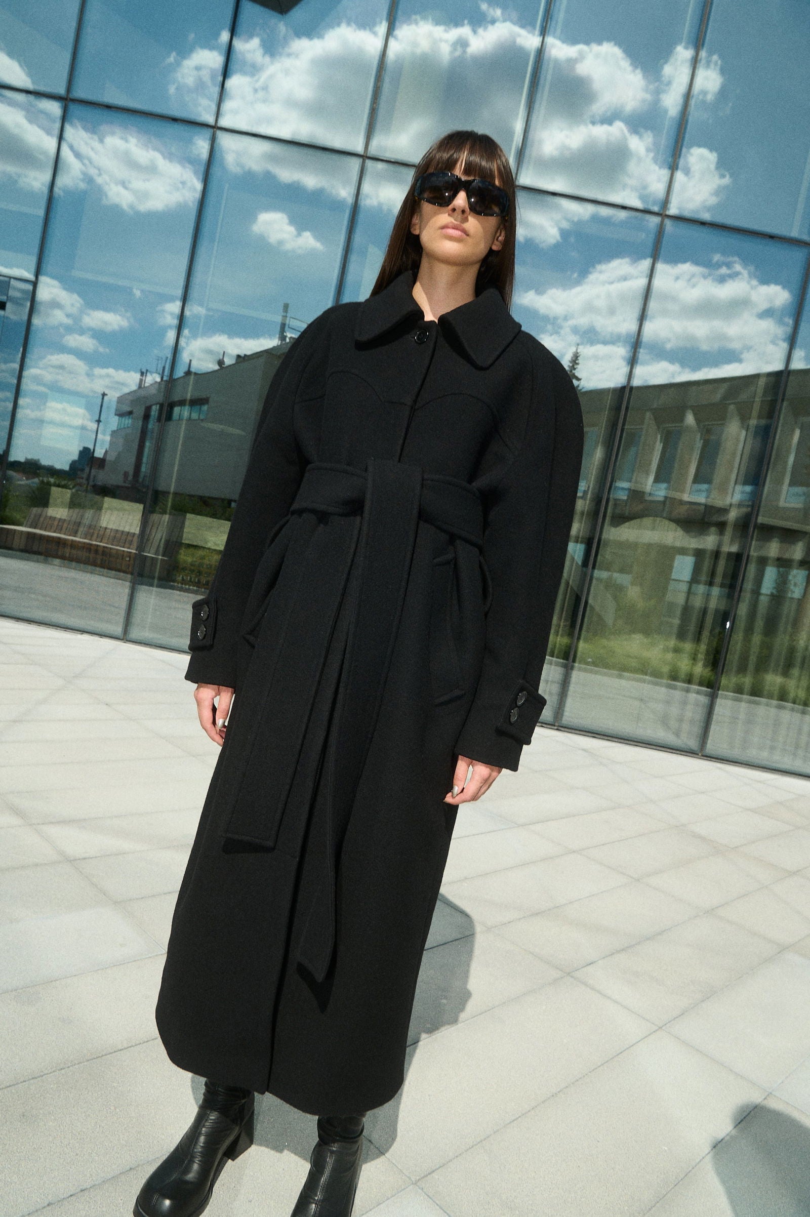 HENRI LONG WOOL COAT WITH RAGLAN SLEEVES - D.EFECT