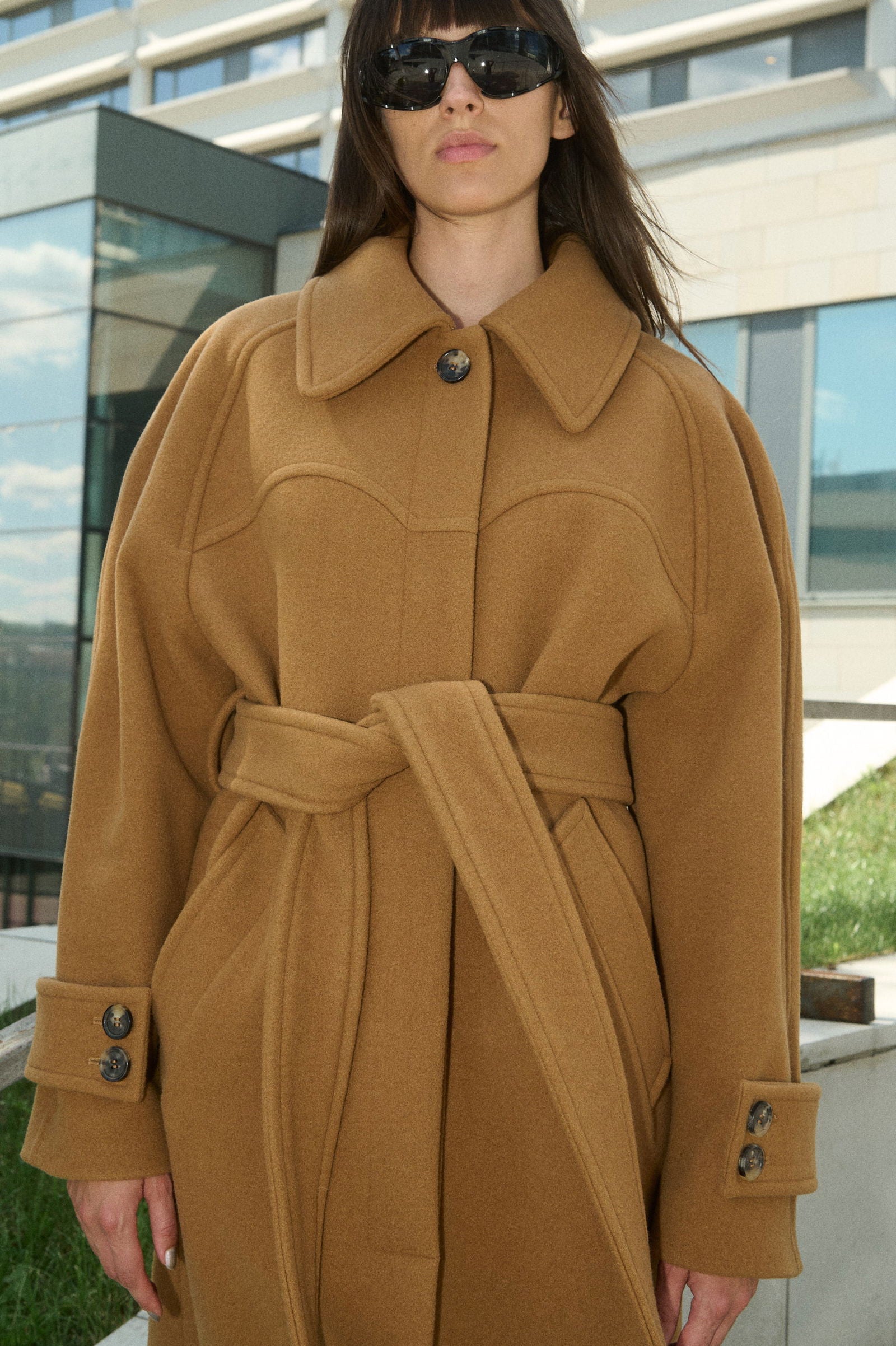 HENRI SHORT WOOL COAT WITH RAGLAN SLEEVES - D.EFECT