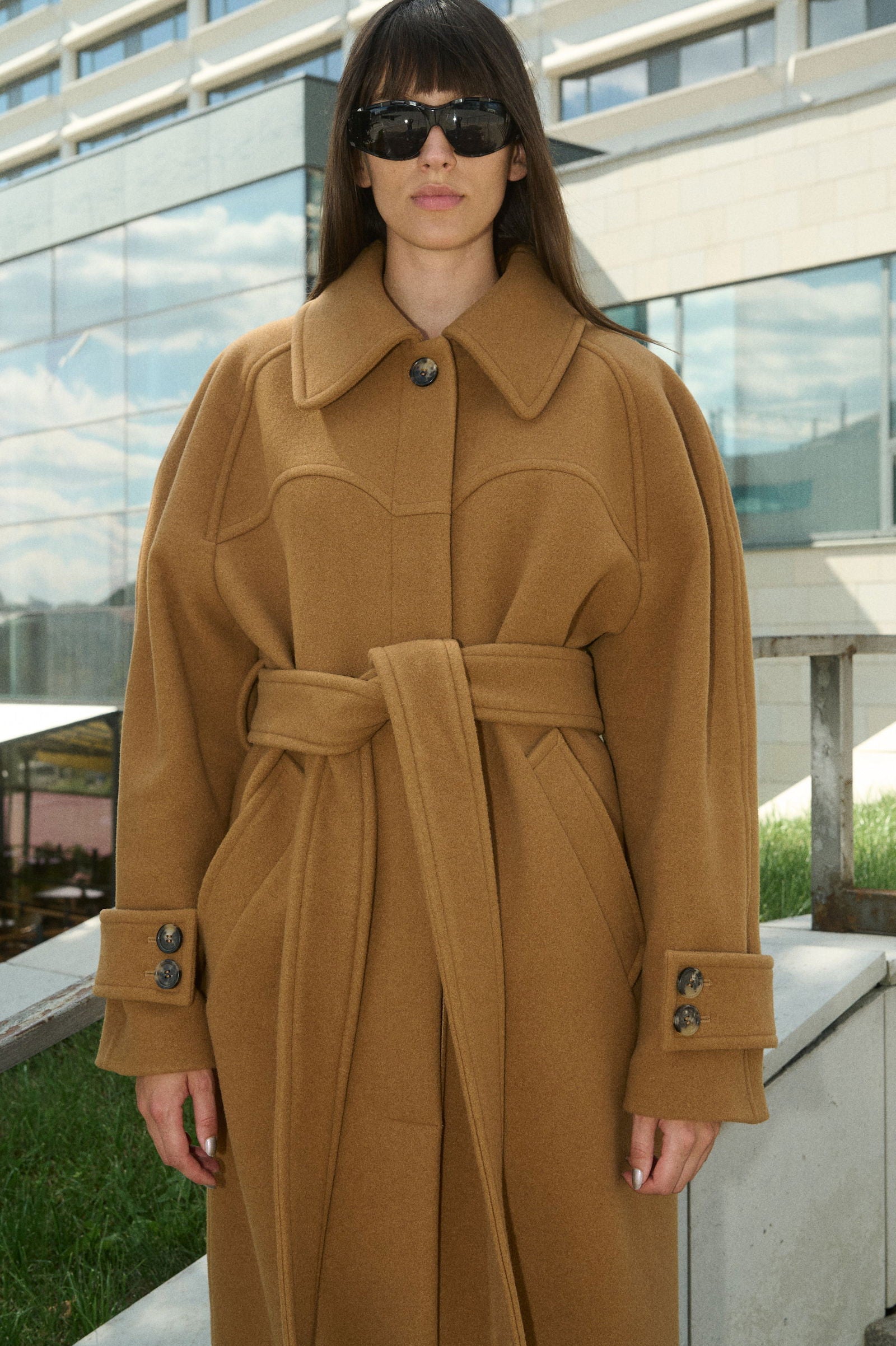 HENRI SHORT WOOL COAT WITH RAGLAN SLEEVES - D.EFECT