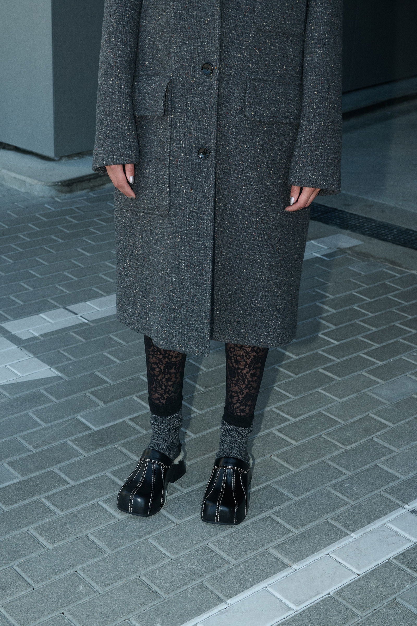 GREY MOUSE SINGLE-BREASTED WOOL COAT - D.EFECT