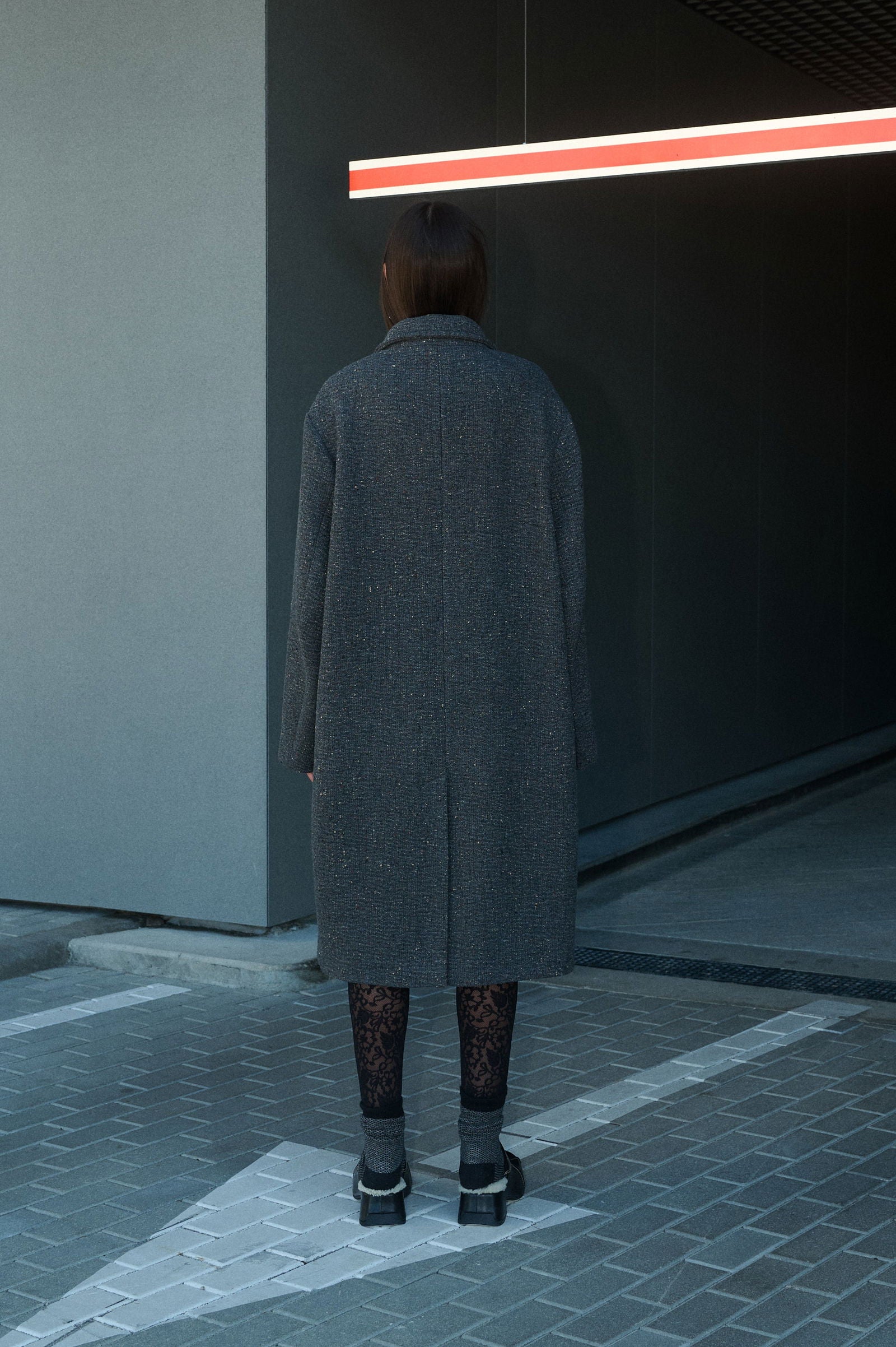 GREY MOUSE SINGLE-BREASTED WOOL COAT - D.EFECT